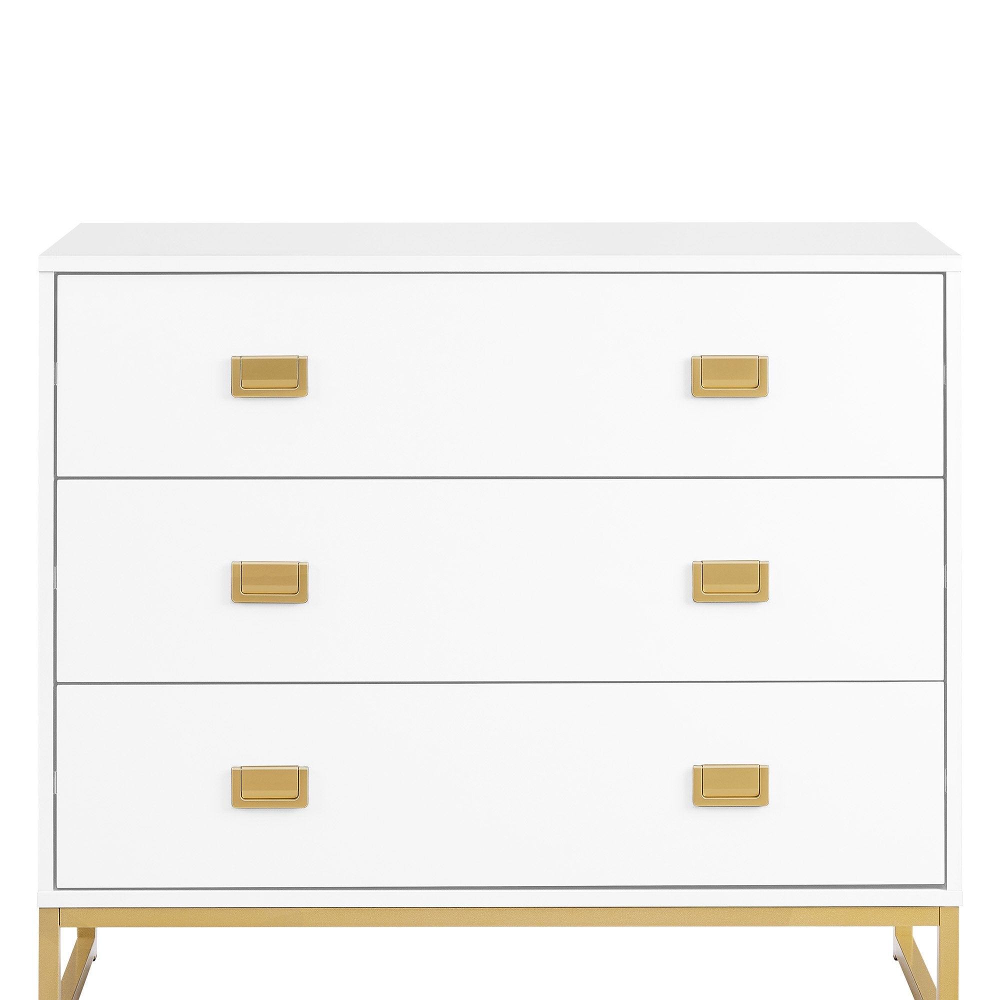 Sarantino Amara Chest of Drawers Tallboy Dresser in White/Gold V240-CHE-90L-05-WHG