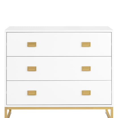 Sarantino Amara Chest of Drawers Tallboy Dresser in White/Gold V240-CHE-90L-05-WHG