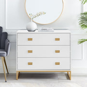 Sarantino Amara Chest of Drawers Tallboy Dresser in White/Gold V240-CHE-90L-05-WHG