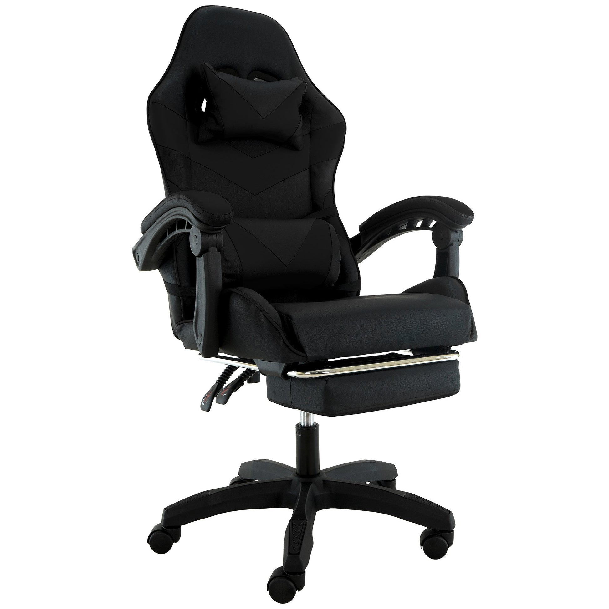 Sarantino Cueva Reclining High Back Office Gaming Chair Black Retractable Footrest Computer Seat V240-CHR-ASA-CUE-BK