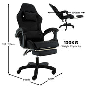 Sarantino Cueva Reclining High Back Office Gaming Chair Black Retractable Footrest Computer Seat V240-CHR-ASA-CUE-BK