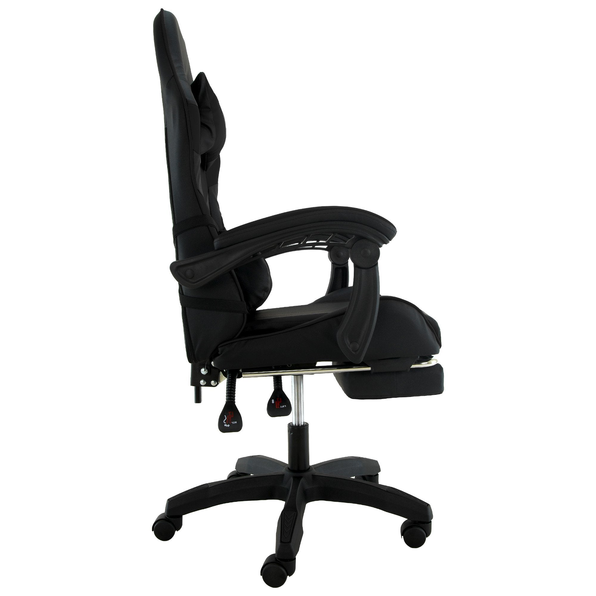 Sarantino Cueva Reclining High Back Office Gaming Chair Black Retractable Footrest Computer Seat V240-CHR-ASA-CUE-BK
