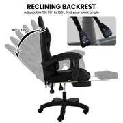 Sarantino Cueva Reclining High Back Office Gaming Chair Black Retractable Footrest Computer Seat V240-CHR-ASA-CUE-BK