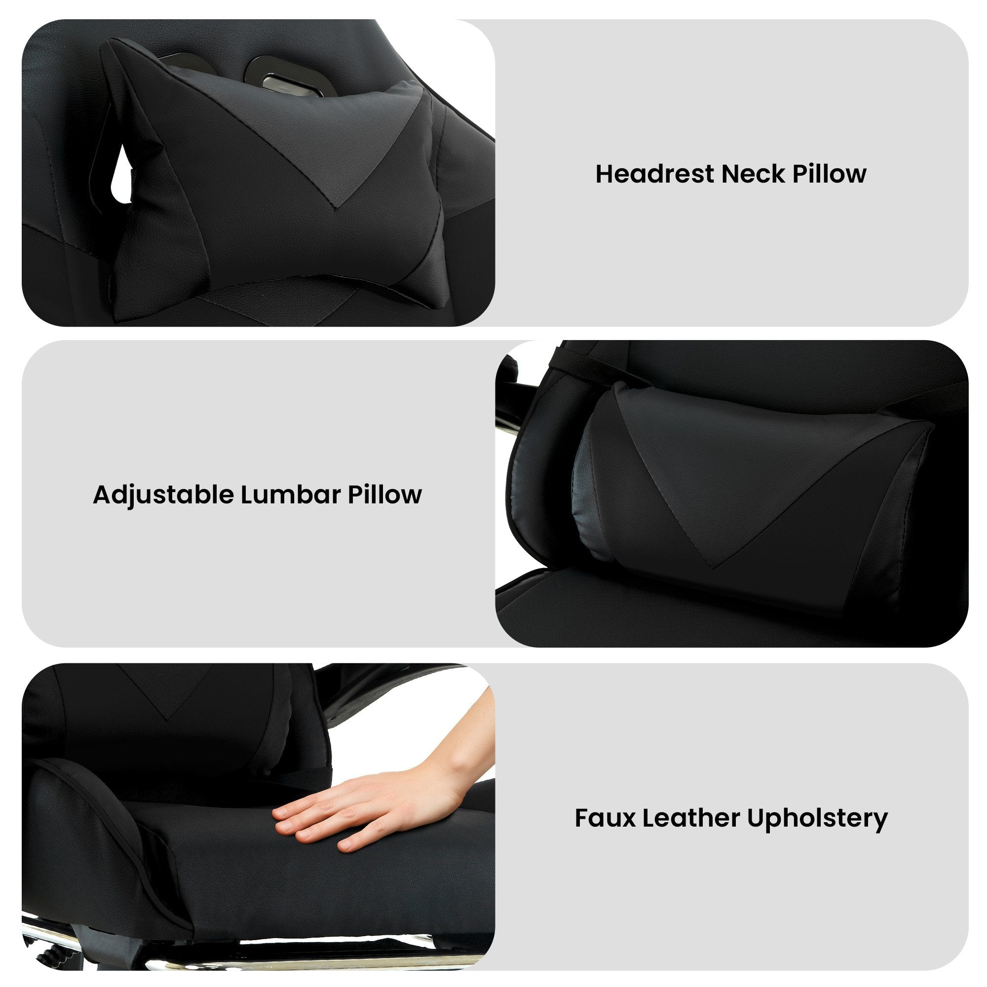 Sarantino Cueva Reclining High Back Office Gaming Chair Black Retractable Footrest Computer Seat V240-CHR-ASA-CUE-BK