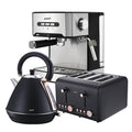 Pronti Toaster, Kettle & Coffee Machine Breakfast Set - Black V240-CM-KL-TS-COM-BK