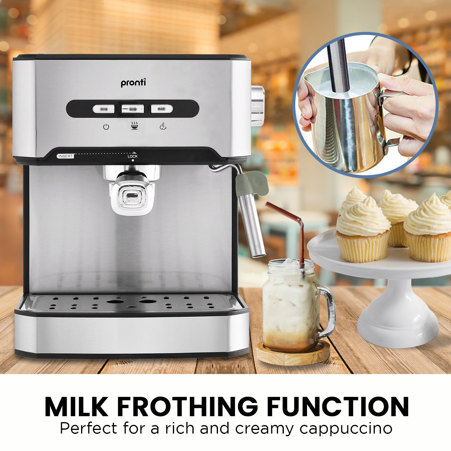 Pronti Toaster, Kettle & Coffee Machine Breakfast Set - Black V240-CM-KL-TS-COM-BK