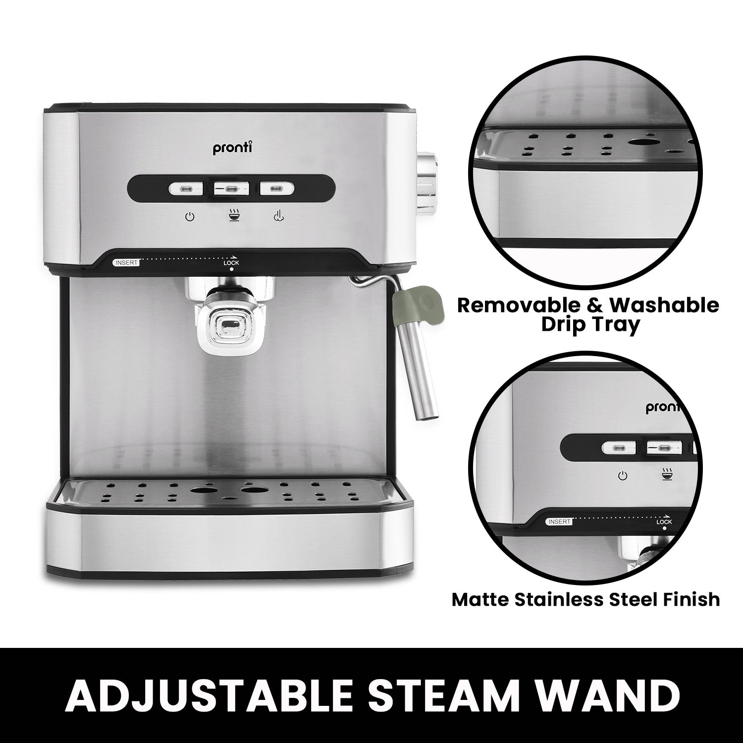 Pronti Toaster, Kettle & Coffee Machine Breakfast Set - Black V240-CM-KL-TS-COM-BK