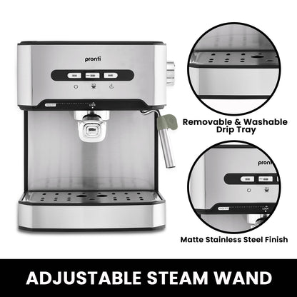 Pronti Toaster, Kettle & Coffee Machine Breakfast Set - Black V240-CM-KL-TS-COM-BK