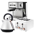 Pronti Toaster, Kettle & Coffee Machine Breakfast Set - White V240-CM-KL-TS-COM-WH
