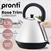 Pronti Toaster, Kettle & Coffee Machine Breakfast Set - White V240-CM-KL-TS-COM-WH