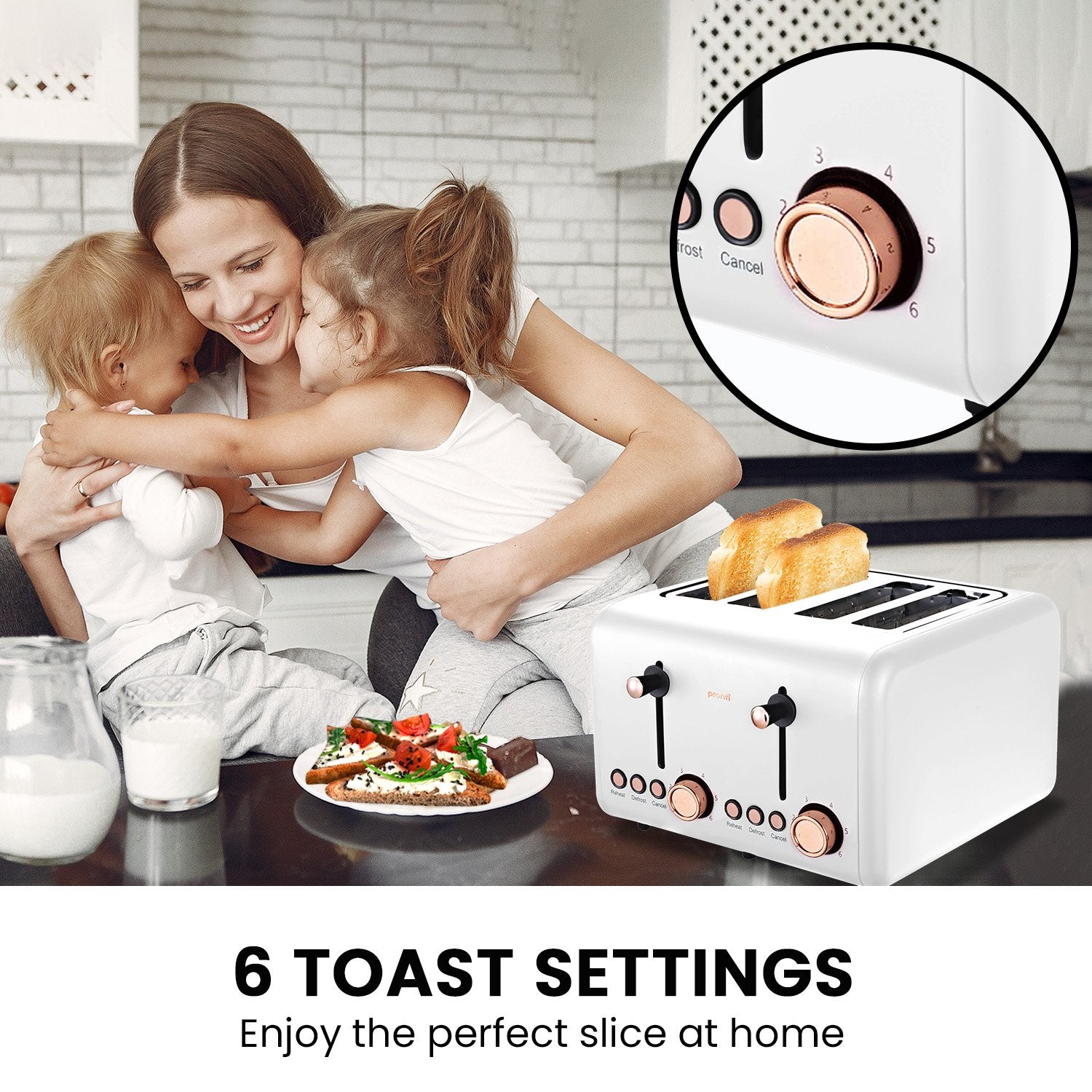 Pronti Toaster, Kettle & Coffee Machine Breakfast Set - White V240-CM-KL-TS-COM-WH