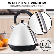 Pronti Toaster, Kettle & Coffee Machine Breakfast Set - White V240-CM-KL-TS-COM-WH