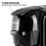 Pronti HomeMaid 3-in-1 Coffee Machine Multi-Capsule Pods and Ground Coffee Nespresso & Caffitaly Compatible V240-CM511HM