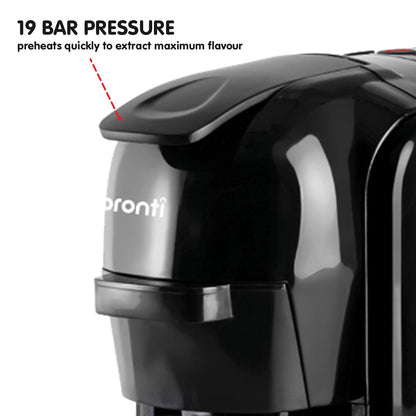 Pronti HomeMaid 3-in-1 Coffee Machine Multi-Capsule Pods and Ground Coffee Nespresso & Caffitaly Compatible V240-CM511HM