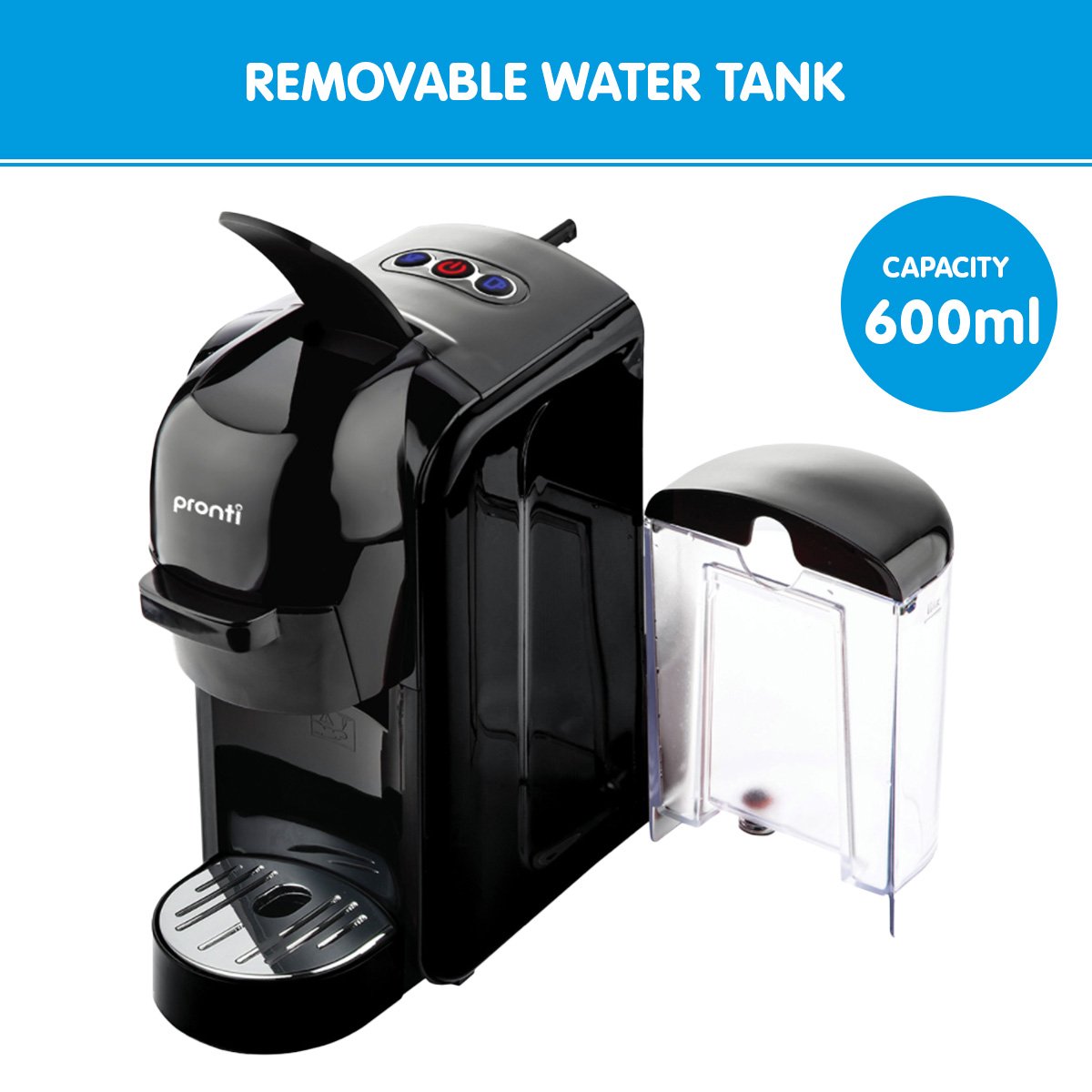 Pronti HomeMaid 3-in-1 Coffee Machine Multi-Capsule Pods and Ground Coffee Nespresso & Caffitaly Compatible V240-CM511HM