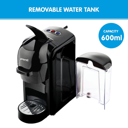 Pronti HomeMaid 3-in-1 Coffee Machine Multi-Capsule Pods and Ground Coffee Nespresso & Caffitaly Compatible V240-CM511HM