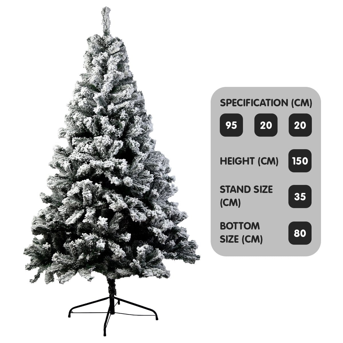 Christabelle Snow-Tipped Artificial Christmas Tree 1.5m - 550 Tips V240-CMT-BXS-210-SN