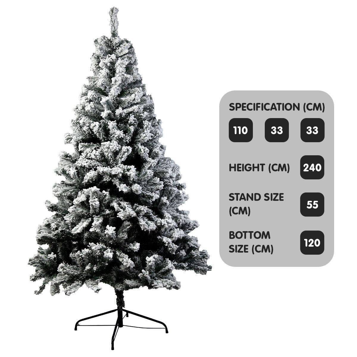 Christabelle Snow-Tipped Artificial Christmas Tree 2.4m 1500 Tips V240-CMT-BXS-213-SN