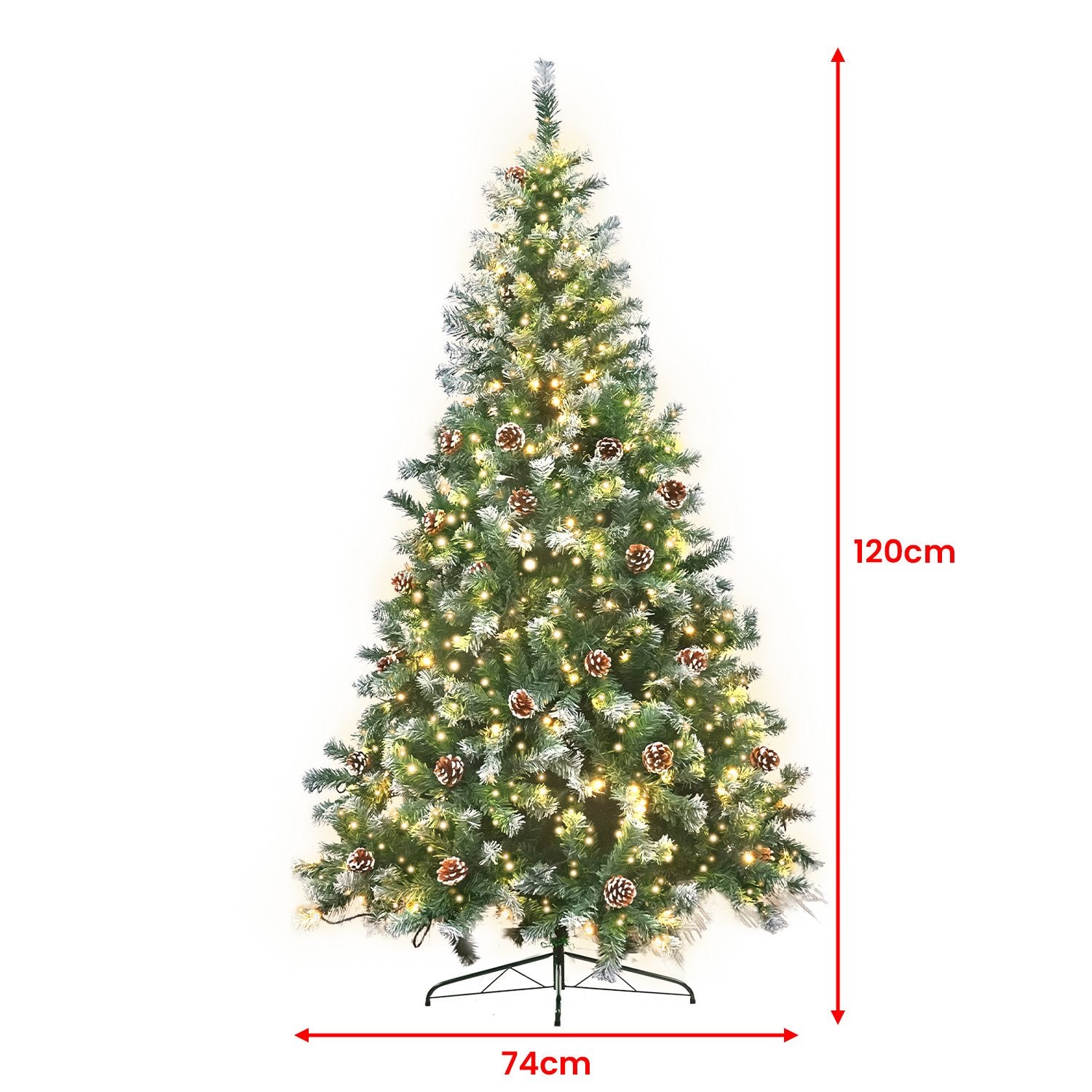 Christabelle 1.2m Pre Lit LED Christmas Tree Decor with Pine Cones Xmas Decorations V240-CMT-JFA-120-LED
