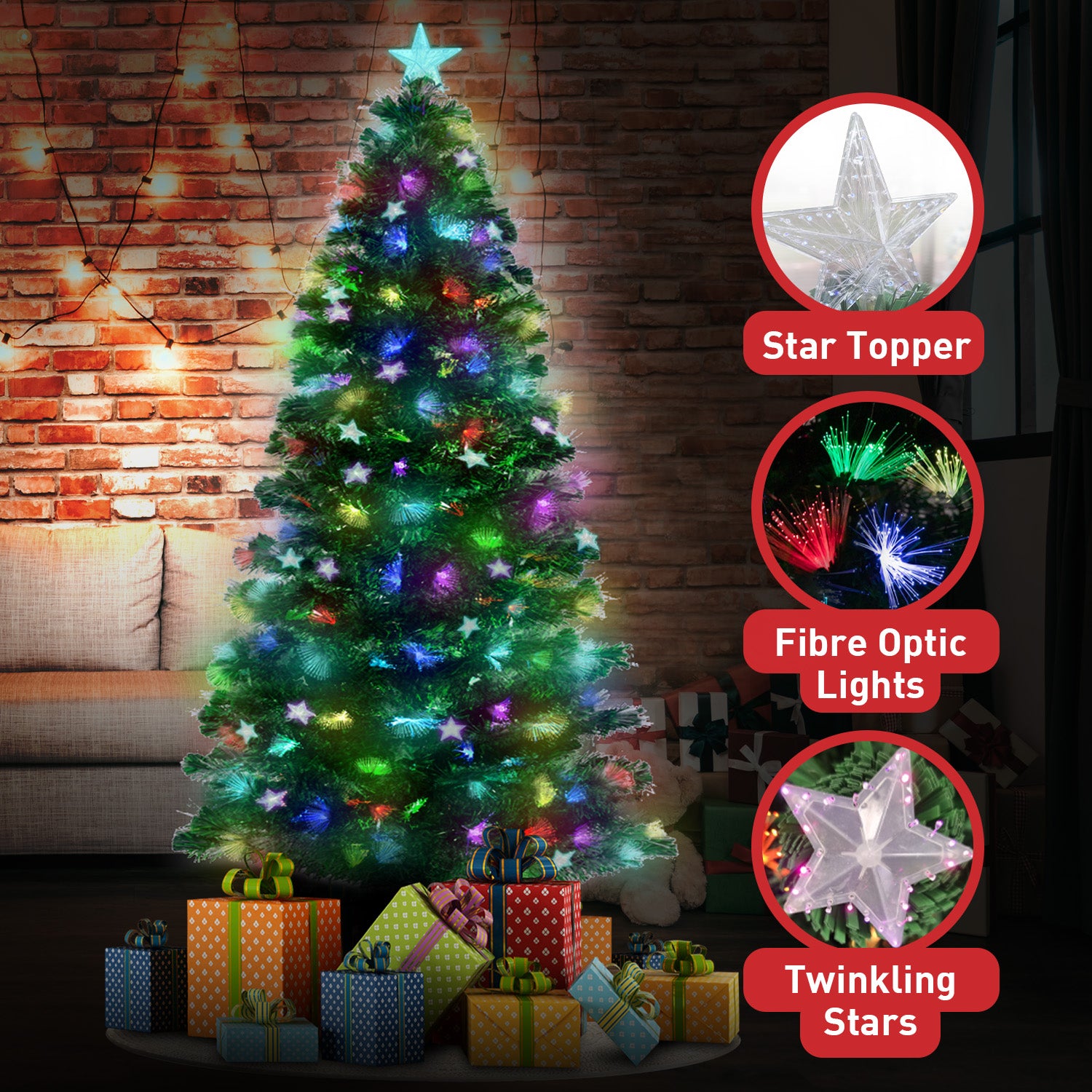 Christabelle 2.1m Enchanted Pre Lit Fibre Optic Christmas Tree Xmas Decor V240-CMT-JFA-210-OPF