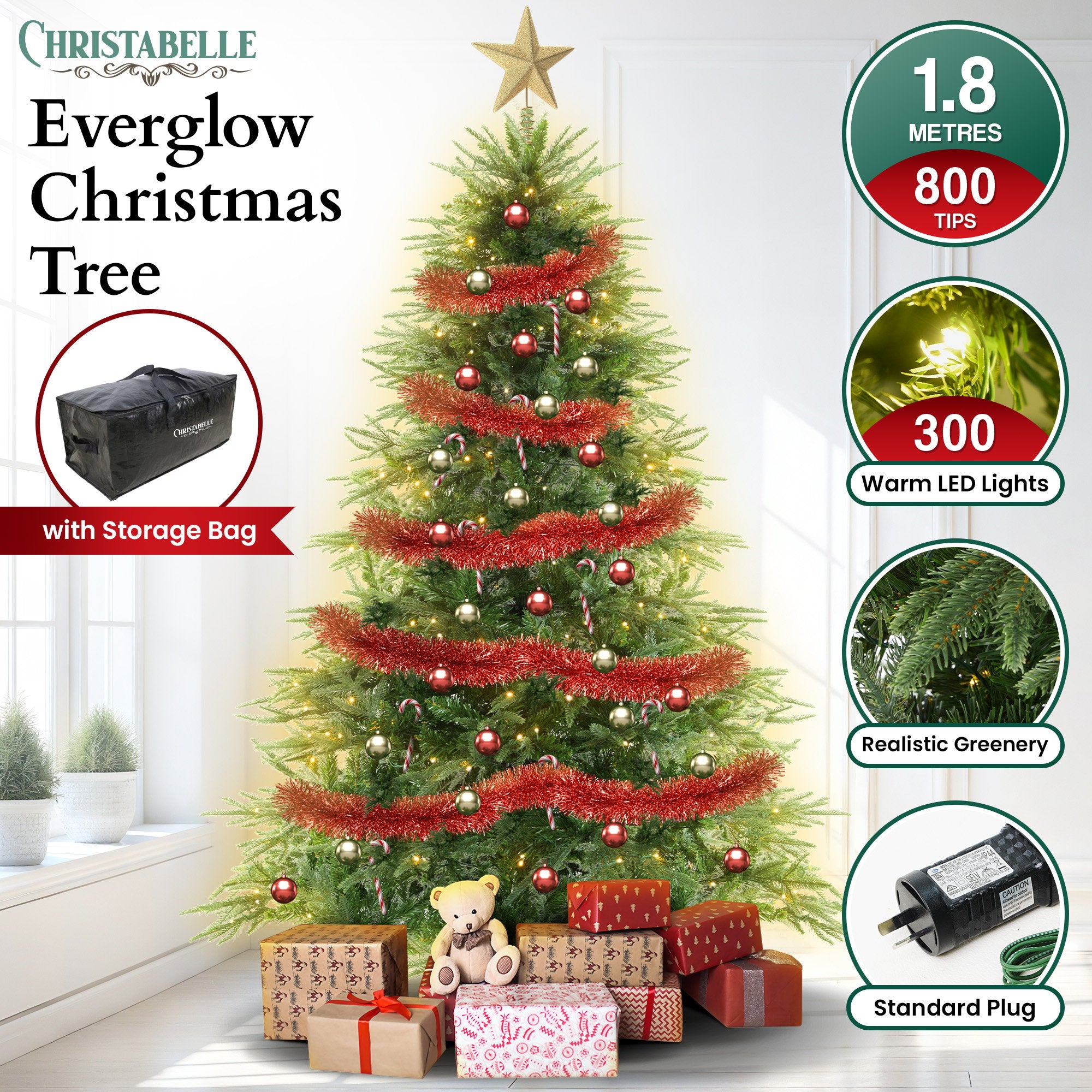 Christabelle 1.8m Prelit Everglow Fir Christmas Tree With 300 Led Lights V240-CMT-LED-H03-6FT