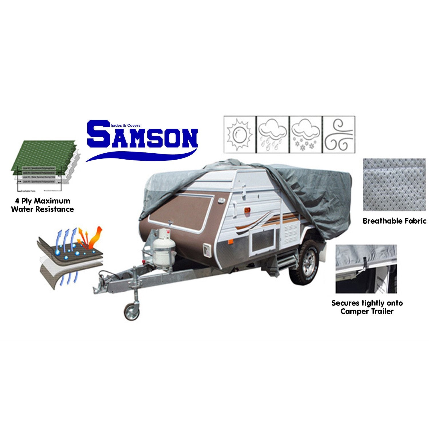 Samson Heavy Duty Trailer Camper Cover 10-12ft V240-COV-SAM-CMP-1012