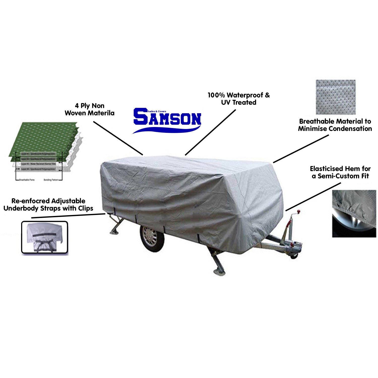 Samson Heavy Duty Trailer Camper Cover 12-14ft V240-COV-SAM-CMP-1214