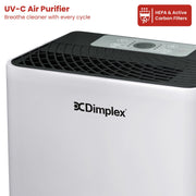 Dimplex Portable 12L Dehumidifier with Air Purifier in Black and White V240-DC12DEPUR