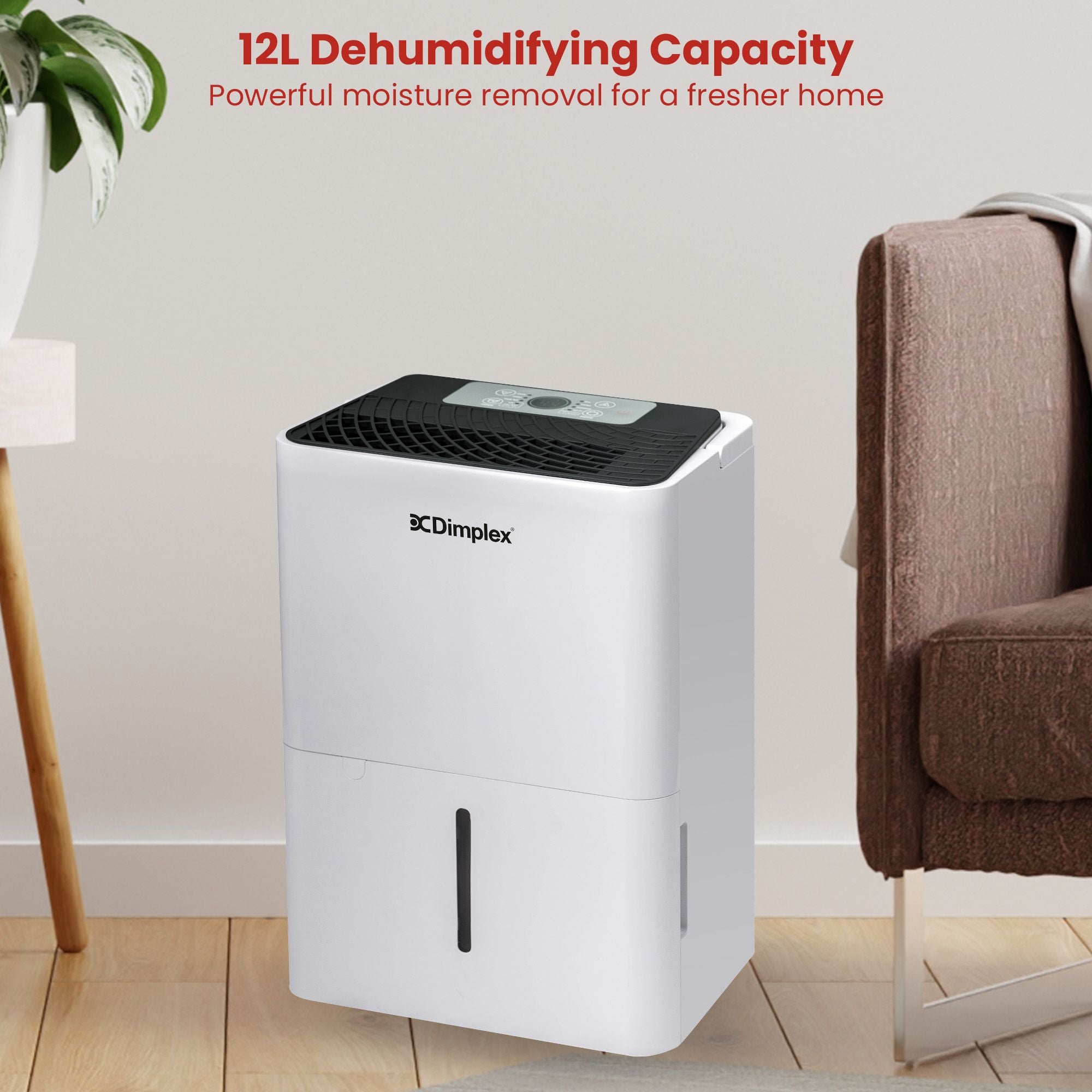 Dimplex Portable 12L Dehumidifier with Air Purifier in Black and White V240-DC12DEPUR