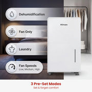 Dimplex 20L Portable Dehumidifier w/ Preset Modes Fan Speeds 4L Water Tank Timer V240-DC20DEHUM