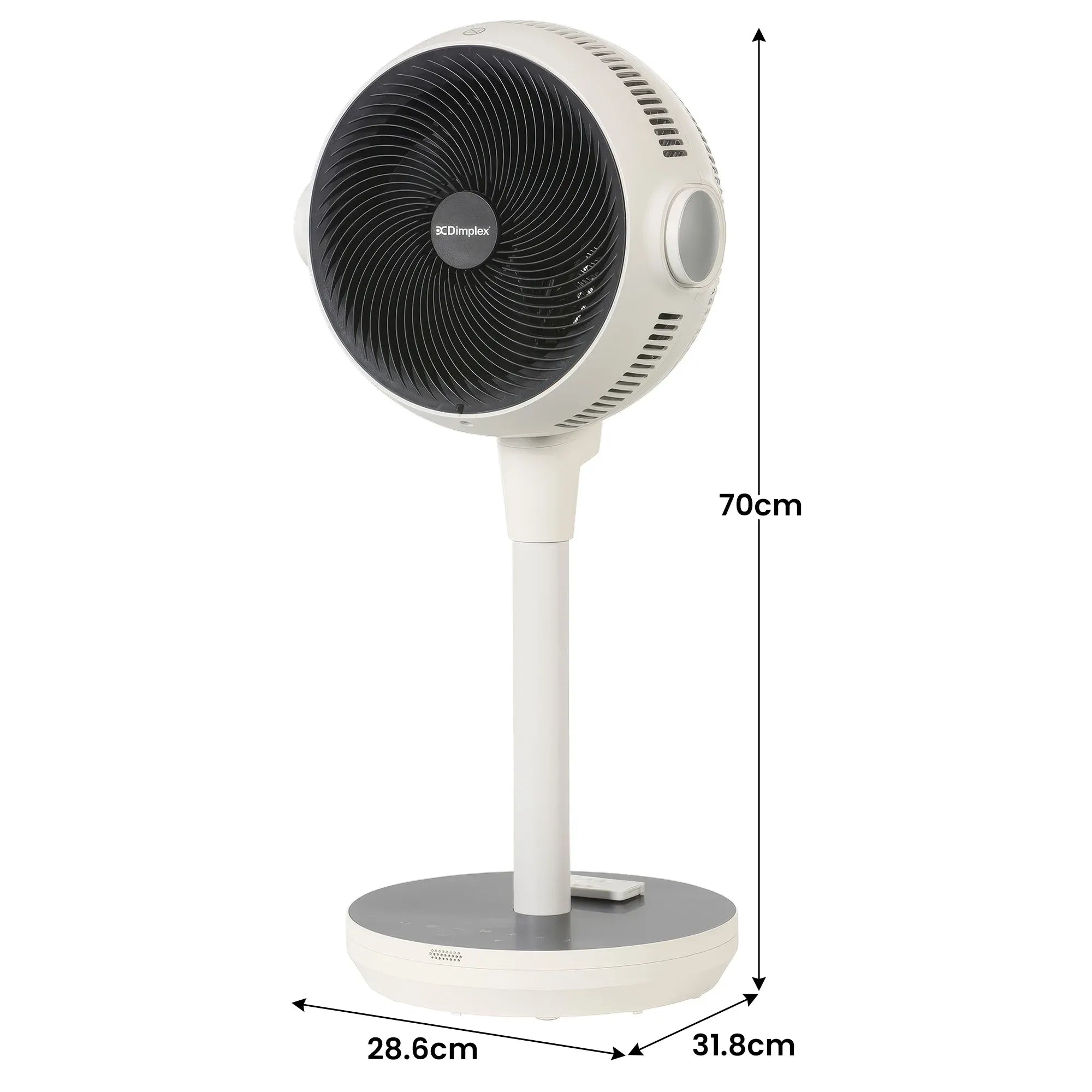 Dimplex Heat and Cool Air Circulator Pedestal Fan with LED Display and Timer V240-DCACP30HC