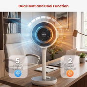 Dimplex Heat and Cool Air Circulator Pedestal Fan with LED Display and Timer V240-DCACP30HC