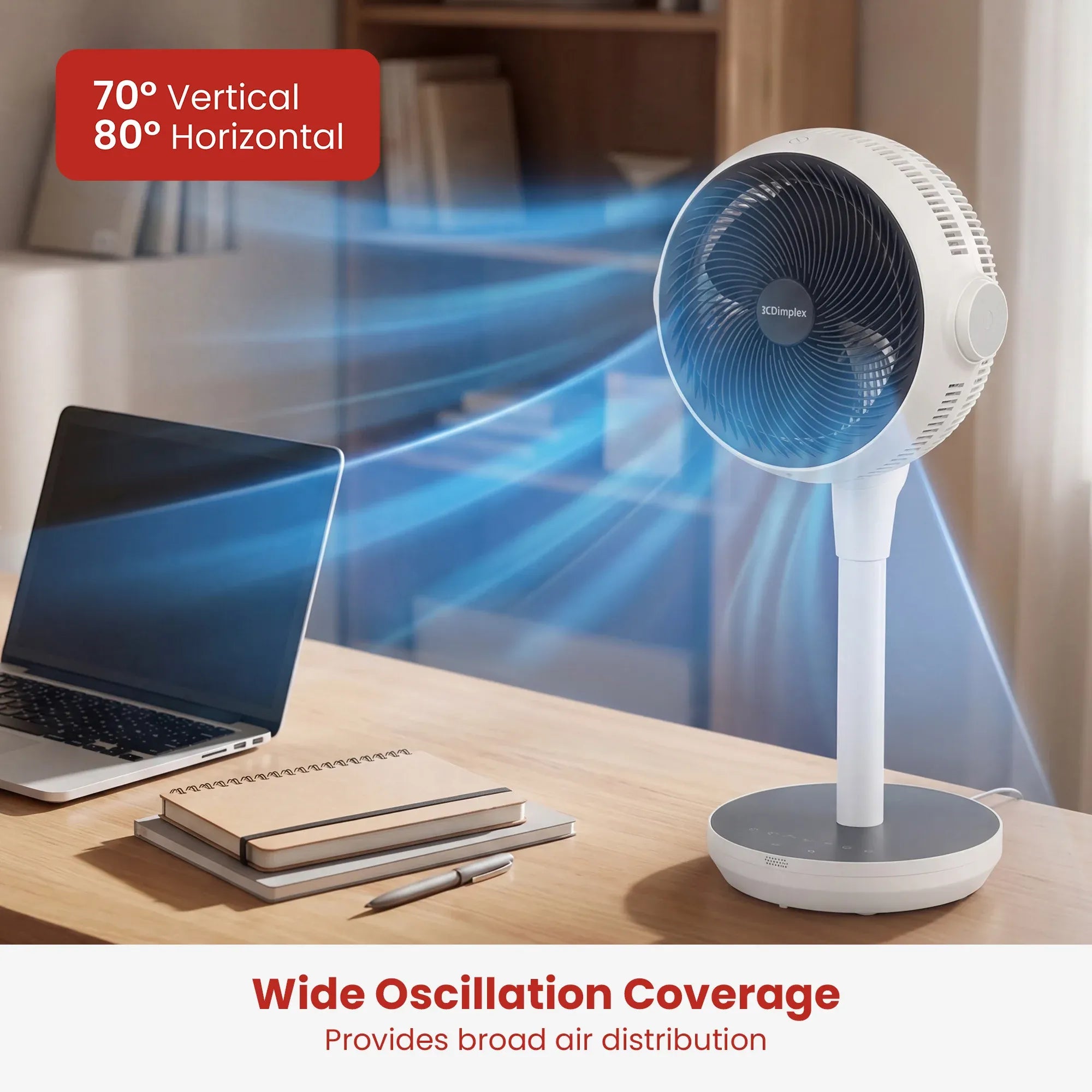 Dimplex Heat and Cool Air Circulator Pedestal Fan with LED Display and Timer V240-DCACP30HC
