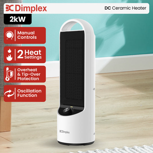 Dimplex 2kW Personal DC Ceramic Heater in Black and White V240-DHCHR20M