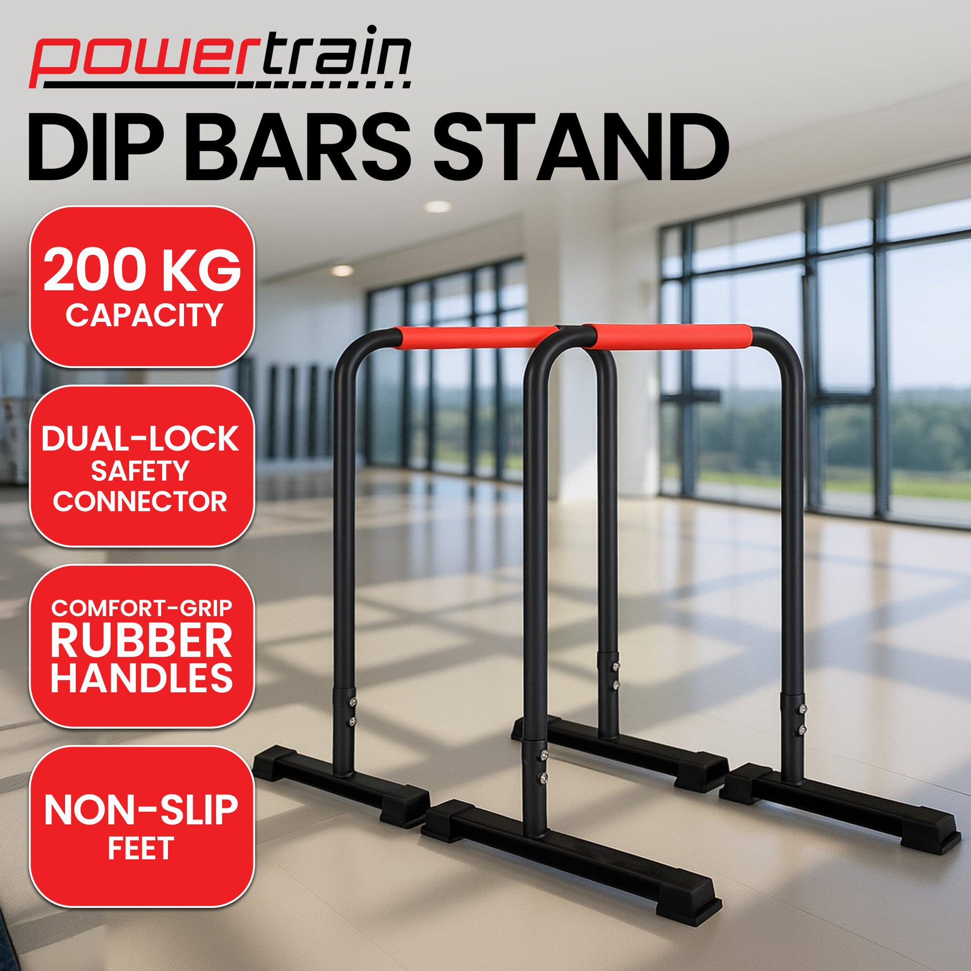 Powertrain Dip Bars Pair Load Capacity 200kg Separated Type Push-up Bars V240-DIP-RCK-IPR-001