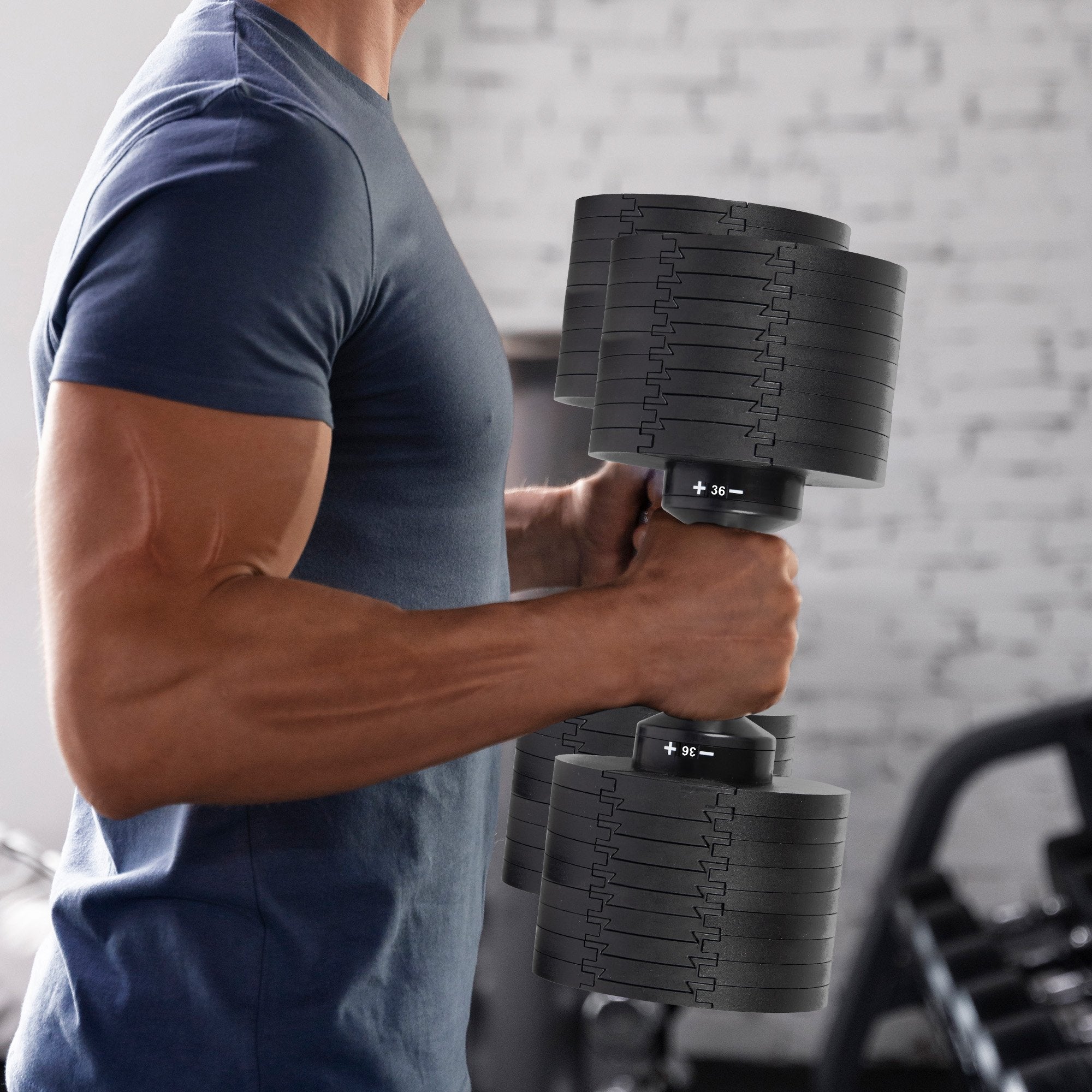 Powertrain Eon 2 x 36kg Dial-Up Adjustable Dumbbell Home Gym Weights V240-DMB-B10-036-2
