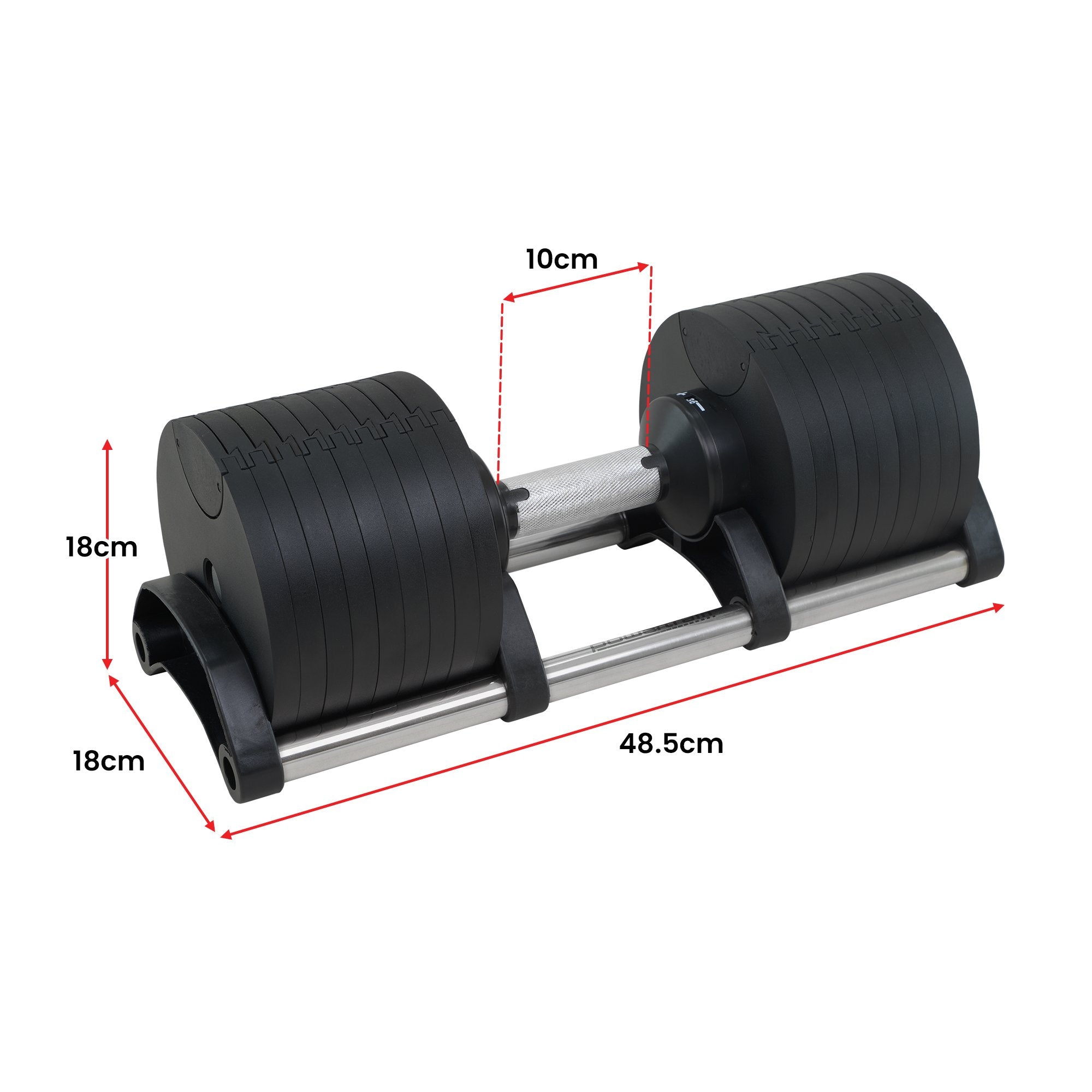 Powertrain Eon 2 x 36kg Dial-Up Adjustable Dumbbell Home Gym Weights V240-DMB-B10-036-2