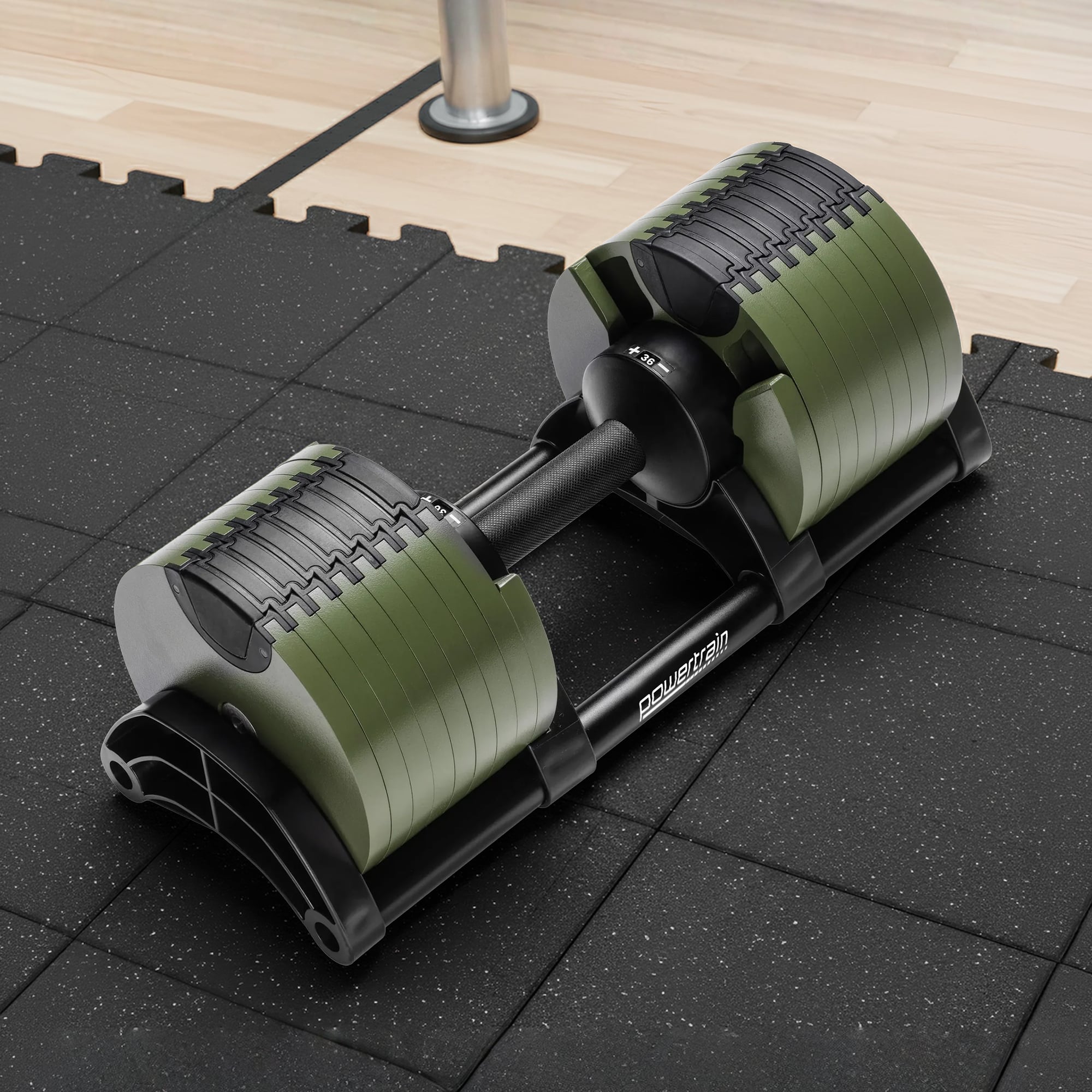 Powertrain Eon Dial-Up 36KG Adjustable Dumbbell - Green V240-DMB-B10-036-GN-1