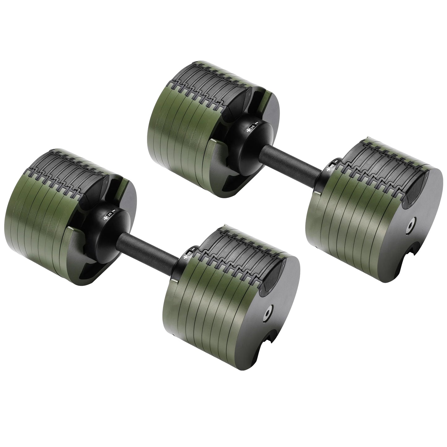 Powertrain Eon Dial-Up 72KG Adjustable Dumbbells Pair - Green V240-DMB-B10-036-GN-2