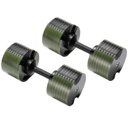 Powertrain Eon Dial-Up 72KG Adjustable Dumbbells Pair - Green V240-DMB-B10-036-GN-2