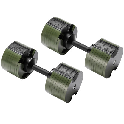 Powertrain Eon Dial-Up 72KG Adjustable Dumbbells Pair - Green V240-DMB-B10-036-GN-2