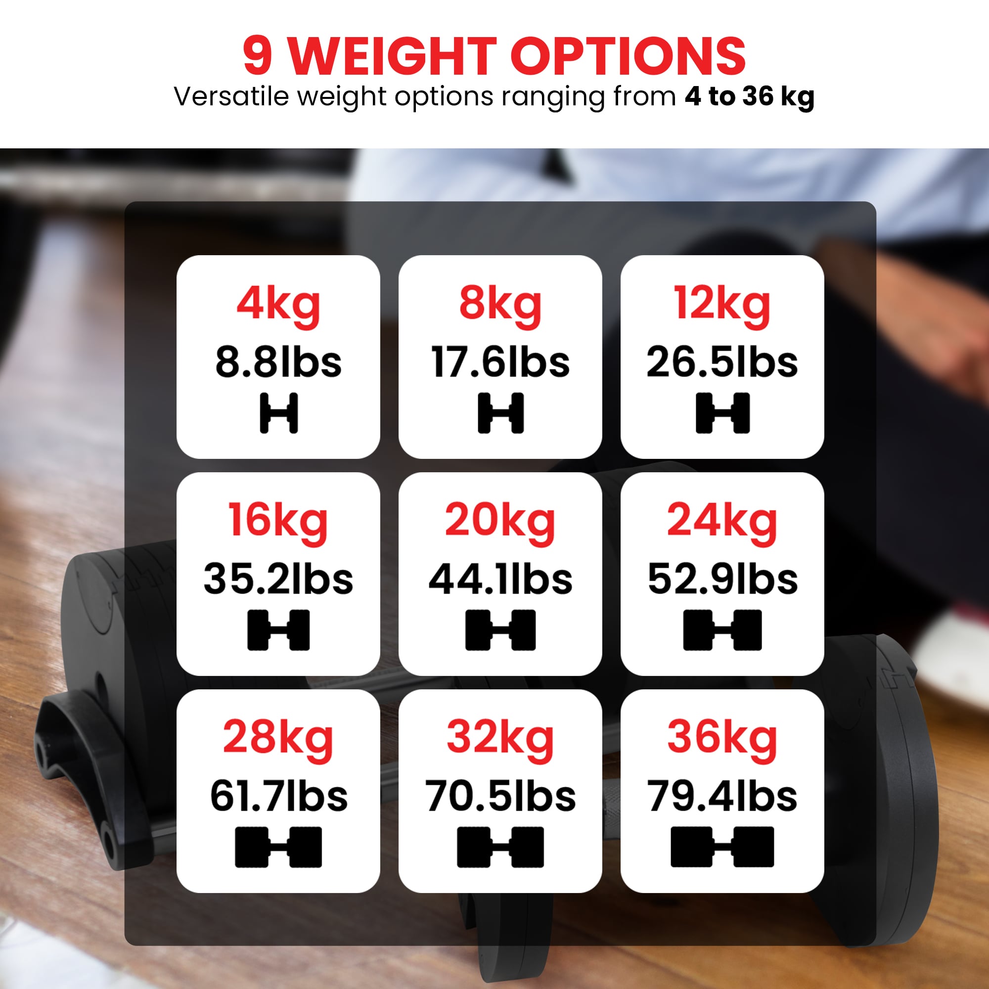Powertrain Eon Dial-Up 72KG Adjustable Dumbbells Pair - Green V240-DMB-B10-036-GN-2