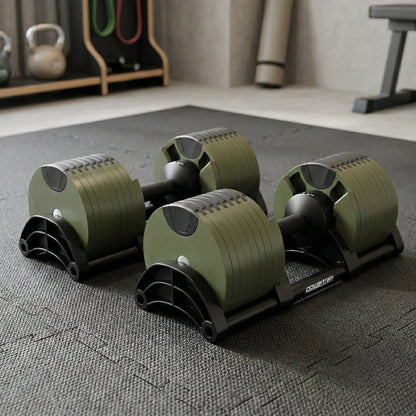 Powertrain Eon Dial-Up 72KG Adjustable Dumbbells Pair - Green V240-DMB-B10-036-GN-2