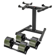 Powertrain Eon Dial-Up 72KG Adjustable Dumbbells Pair with Stand - Green V240-DMB-B10-036-GN-2S