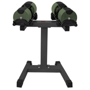 Powertrain Eon Dial-Up 72KG Adjustable Dumbbells Pair with Stand - Green V240-DMB-B10-036-GN-2S