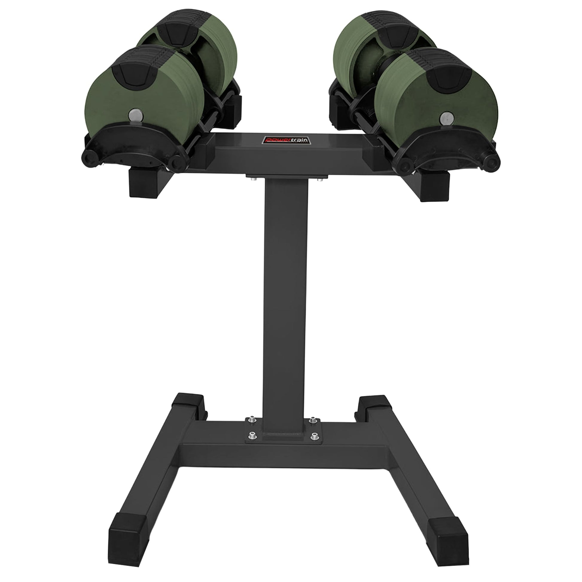 Powertrain Eon Dial-Up 72KG Adjustable Dumbbells Pair with Stand - Green V240-DMB-B10-036-GN-2S