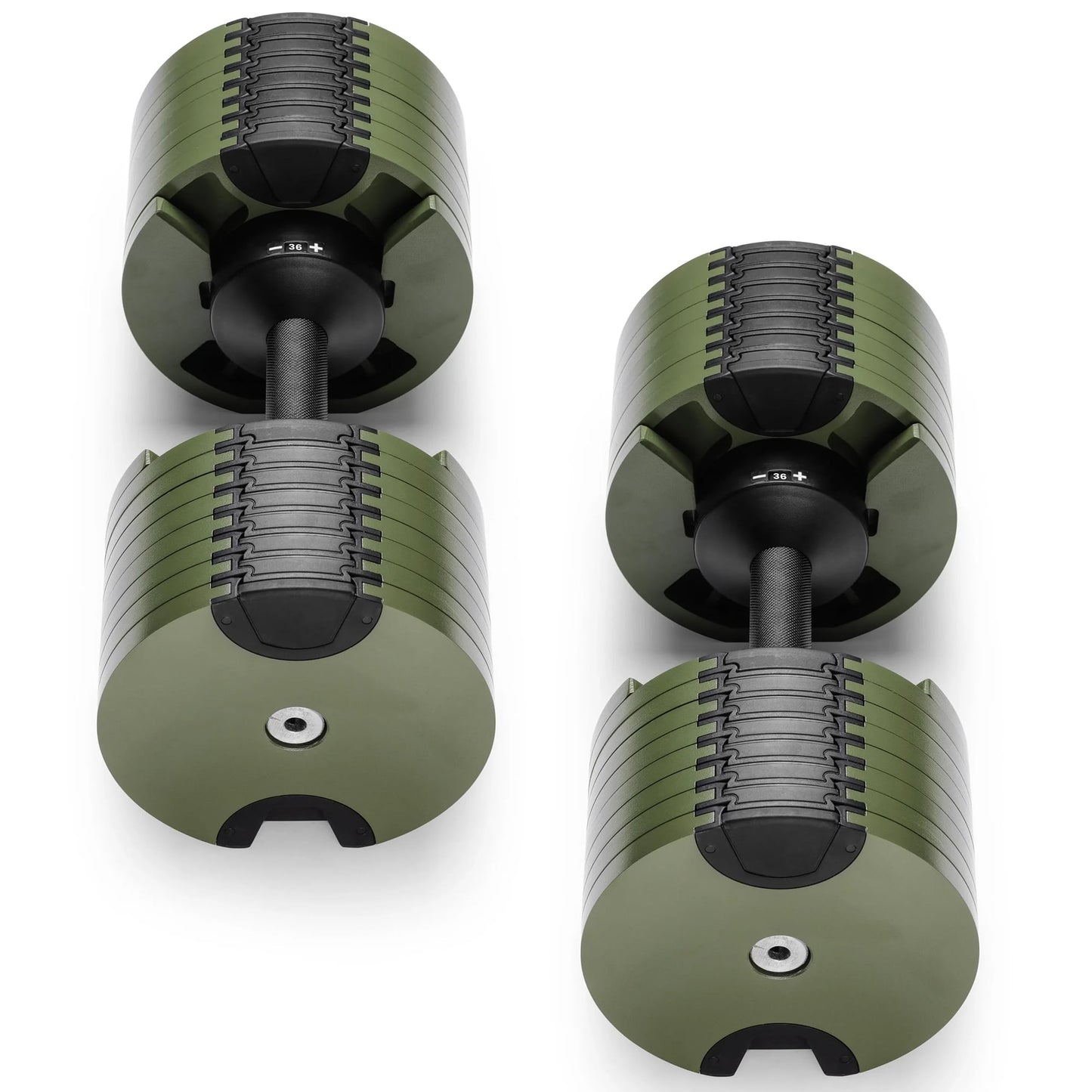 Powertrain Eon Dial-Up 72KG Adjustable Dumbbells Pair with Stand - Green V240-DMB-B10-036-GN-2S