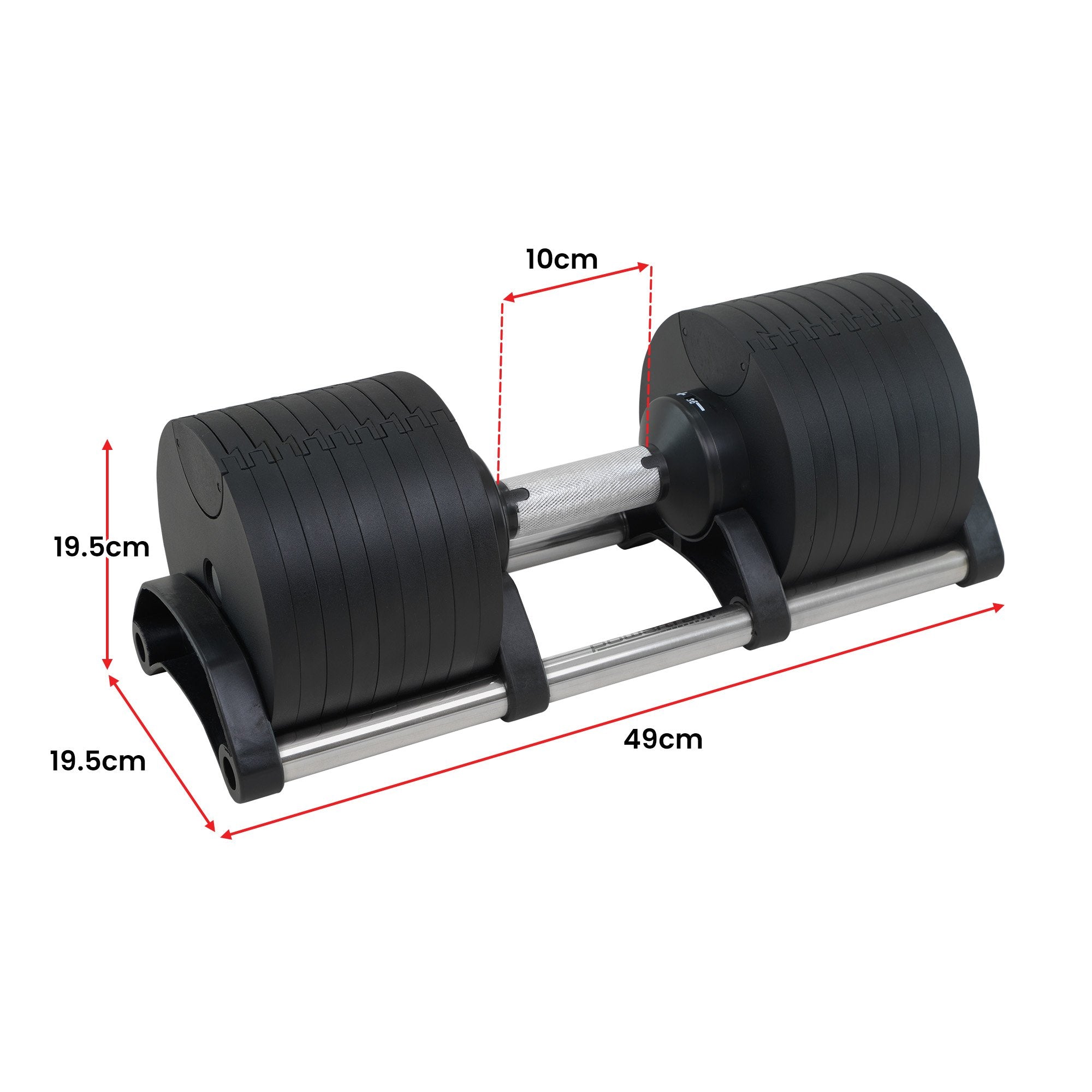 Powertrain Eon 45kg Adjustable Dumbbell Home Gym 9 Strength Training Safety Lock System For Building & V240-DMB-B14-045-1
