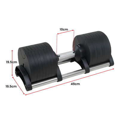 Powertrain Eon 45kg Adjustable Dumbbell Home Gym 9 Strength Training Safety Lock System For Building & V240-DMB-B14-045-1