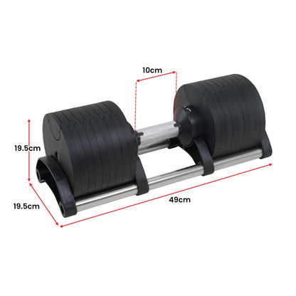 Powertrain Eon 90kg Adjustable Dumbbells Home Gym 9 Strength Training Safety Lock System Building & Fitness V240-DMB-B14-045-2